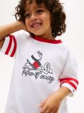 Άσπρο Βαμβακερό T-Shirt Με Κυματιστή Σημαία  Αγόρια