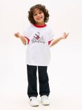 Άσπρο Βαμβακερό T-Shirt Με Κυματιστή Σημαία  Αγόρια