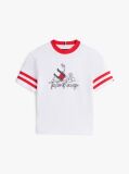 Άσπρο Βαμβακερό T-Shirt Με Κυματιστή Σημαία  Αγόρια