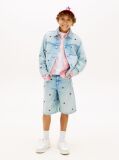 Blue Wavy Flag Embroidery Loose Denim Shorts  Boys