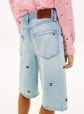 Blue Wavy Flag Embroidery Loose Denim Shorts  Boys