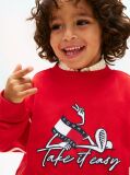 Red Wavy Flag Graphic Terry Sweatshirt  Boys