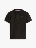 Black Textured Knit Polo Shirt  Boys