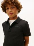 Black Textured Knit Polo Shirt  Boys
