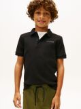 Black Textured Knit Polo Shirt  Boys