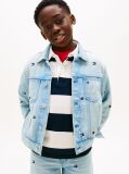 Blue Wavy Flag Embroidery Denim Trucker Jacket  Boys