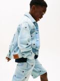 Blue Wavy Flag Embroidery Denim Trucker Jacket  Boys