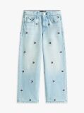 Blue Wavy Flag Embroidery Loose Jeans  Boys