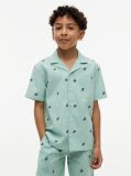 Green Ithaca Stripe Logo Embroidery Short Sleeve Shirt  Boys