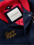 Blue Bouclé Logo Embroidery Relaxed Bomber Jacket  Boys