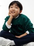 Green Logo Sueded Crew Neck Sweatshirt  Boys