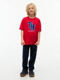 Κόκκινο Βαμβακερό T-Shirt Με Varsity Λογότυπο  Αγόρια