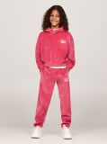 Red Script Logo Velour Relaxed Hoody  Girls
