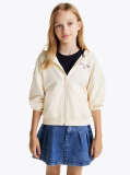 Beige Varsity Relaxed Zip-Thru Hoody  Girls