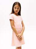Pink Round Neck Skater Dress  Girls