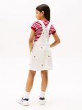 White Logo Embroidery Dungaree Dress  Girls