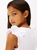 White Broderie Anglaise Sleeve Slim Top  Girls