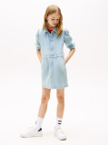 Blue Denim Puff Sleeve Dress  Girls