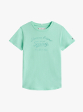 Green Metallic Logo Slim T-Shirt  Girls