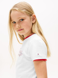 White Tommy Script Sequins T-Shirt Short Sleeve  Girls