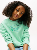 Green Metallic Logo Relaxed Sweatshirt  Girls