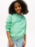 Green Metallic Logo Relaxed Sweatshirt  Girls