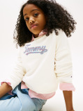 Beige Tommy Script Sequin Sweatshirt  Girls
