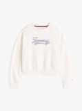 Beige Tommy Script Sequin Sweatshirt  Girls