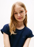 Blue Interlock Fit And Flare Slim Dress  Girls