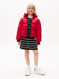 Red Shiny Relaxed Hooded Puffer Jacket  Girls