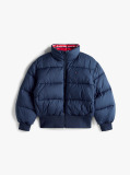 Blue Reversible Relaxed Puffer Bomber Jacket  Girls
