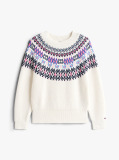 Beige Fair Isle Relaxed Balloon Sleeve Jumper  Girls