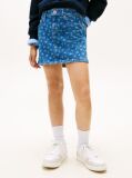 Denim Floral Print Flag Embroidery Denim Skirt  Girls