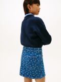 Denim Floral Print Flag Embroidery Denim Skirt  Girls