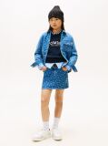 Denim Floral Print Flag Embroidery Denim Skirt  Girls