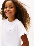 White Essential Ruffle Cuff Relaxed Top  Girls