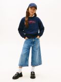 Blue Logo Embroidery Crew Neck Terry Sweatshirt  Girls