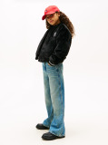 Black Faux Fur Relaxed Bomber Jacket  Girls