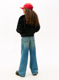 Black Faux Fur Relaxed Bomber Jacket  Girls