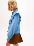 Denim Ruffle Relaxed Fit Shirt  Girls