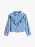 Denim Ruffle Relaxed Fit Shirt  Girls