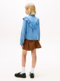 Denim Ruffle Relaxed Fit Shirt  Girls