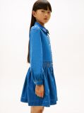 Denim Flower Embroidery Long Sleeve Denim Dress  Girls