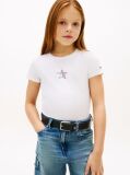 White Extra Slim Star Flag T-Shirt  Girls