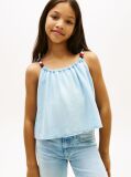 Denim Beaded Straps Sleeveless Top  Girls