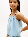 Denim Beaded Straps Sleeveless Top  Girls