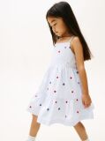 Multi Floral Embroidery Stripe Fit And Flare Dress  Girls