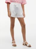 White Mercerised Linen Blend Wide Leg Shorts  Girls