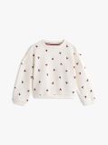 Beige Smiley Heart Flag Relaxed Sweatshirt  Girls