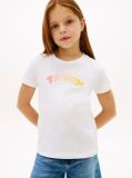 White Textured Logo Jersey Crew Neck T-Shirt  Girls